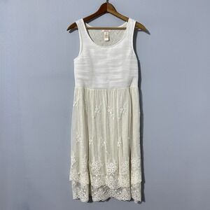 Sundance Dress Womens 2 Cream Ivory Sleeveless Embroidered Lace Boho Midi Floral